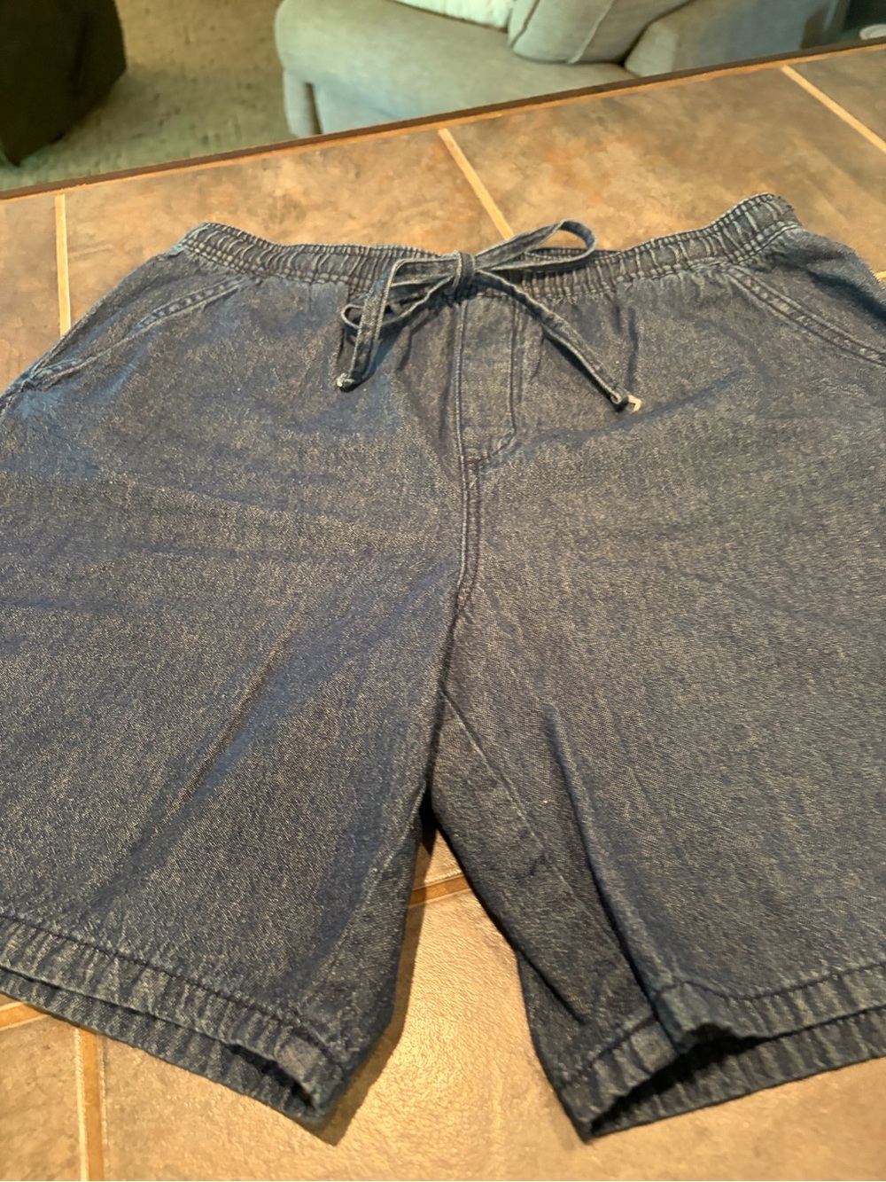Karen Scott Navy Drawstring Denim-Style Women's Shorts